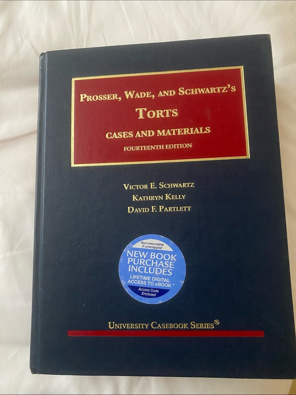 Prosser, Wade, and Schwartz's Torts Casebook - Navy with Red and Gold Accents